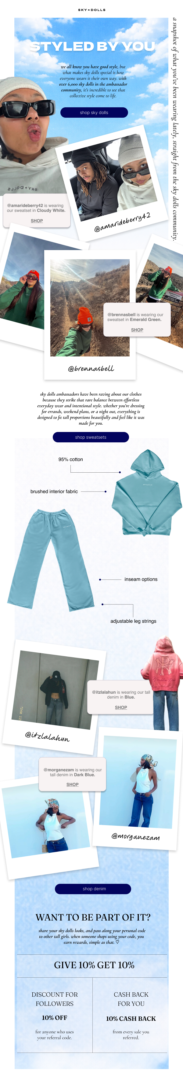 Sky Dolls Styled By You - Ambassador UGC campaign with customer photos