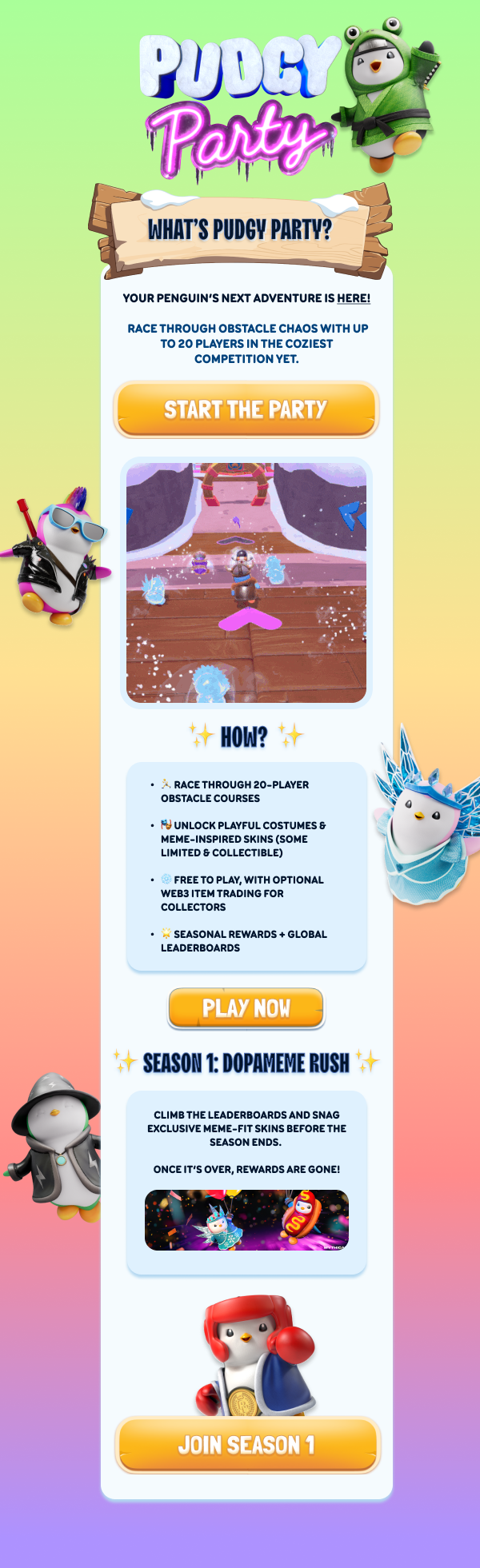 Pudgy Party game launch - Season 1 multiplayer obstacle course